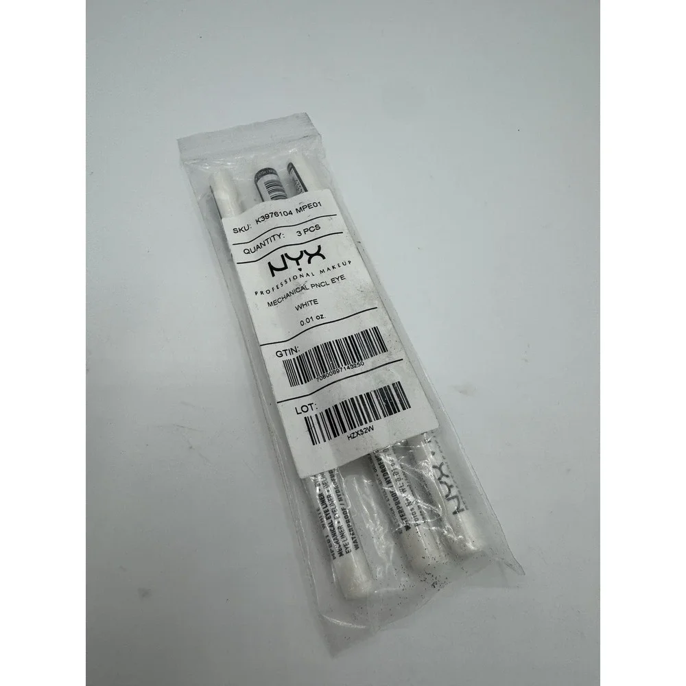 3X NYX Makeup Retractable Eye Liner Pencil Crayon in White FULL SIZE 0.01 oz